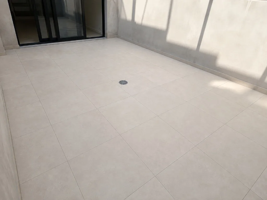 Terraza pavimentada terminada con desagüe integrado